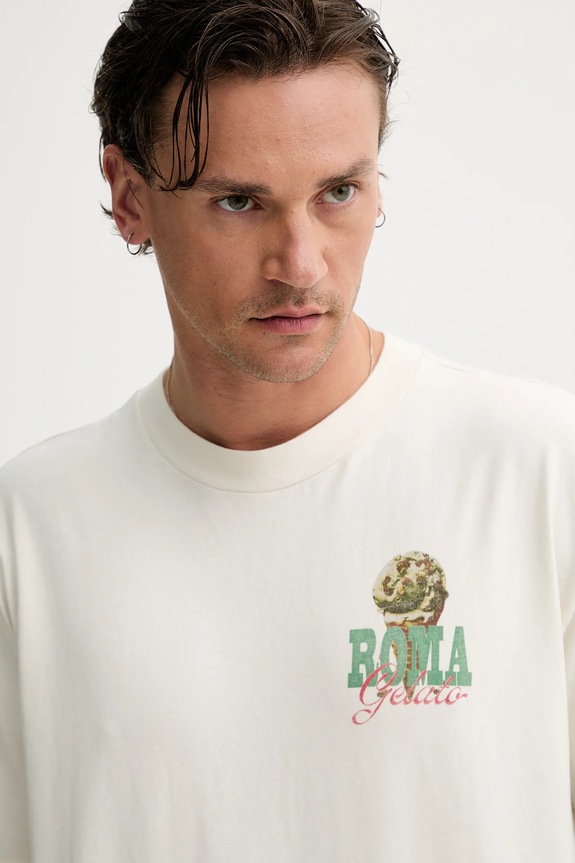 Hollister Co. t-shirt bawełniany beżowy KI323.5271.101