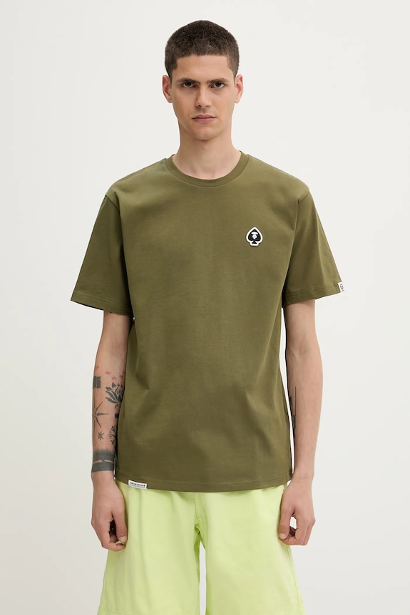 Бавовняна футболка AAPE Spades Now бавовна зелений AAPTEM1599XXO