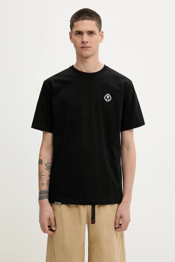 Bavlněné tričko AAPE Spades Now regular černá AAPTEM1599XXO