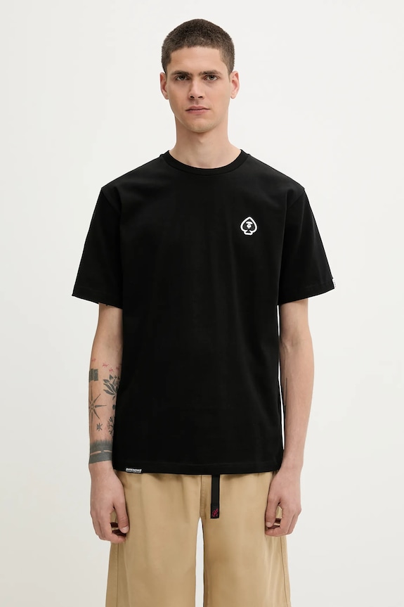Bavlněné tričko AAPE Spades Now regular černá AAPTEM1599XXO