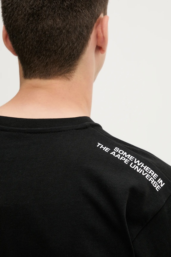 Bavlněné tričko AAPE Spades Now černá AAPTEM1599XXO