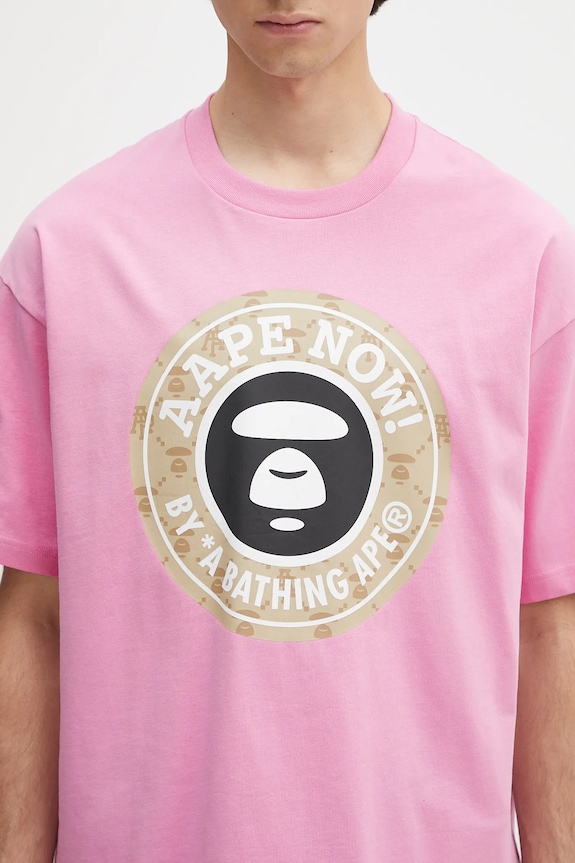 AAPE cotton t-shirt Basic pink AAPTEM1638XXO