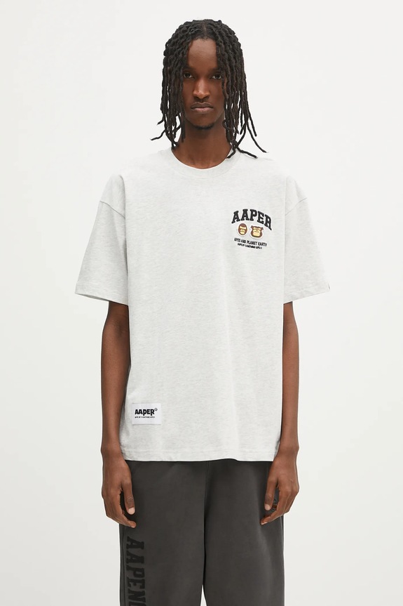 Bavlněné tričko AAPE Basic Aaper relaxed šedá AAPTEM1611XAO
