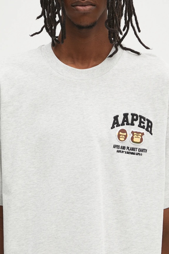 Bavlněné tričko AAPE Basic Aaper šedá AAPTEM1611XAO