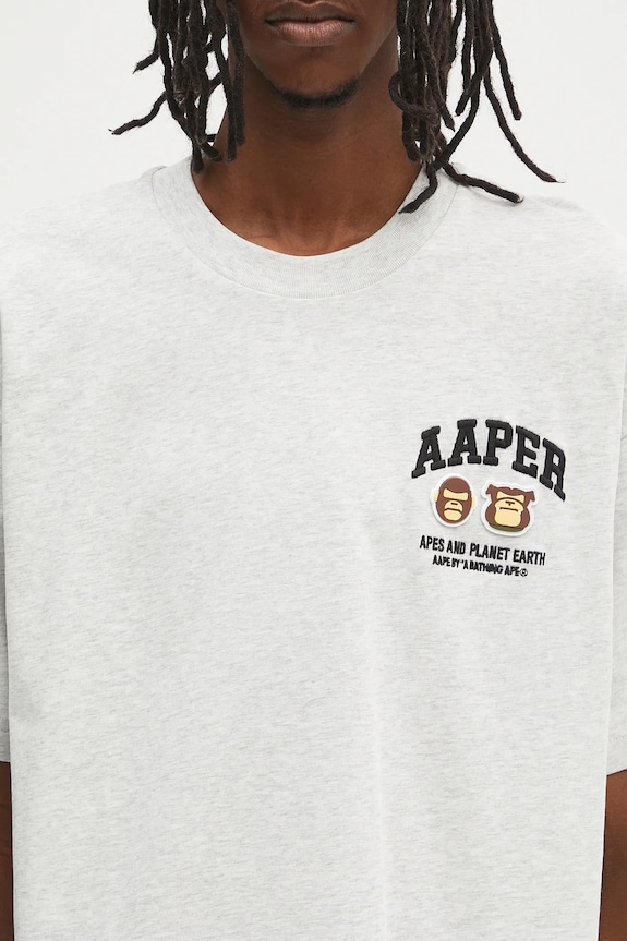 Bavlněné tričko AAPE Basic Aaper šedá AAPTEM1611XAO