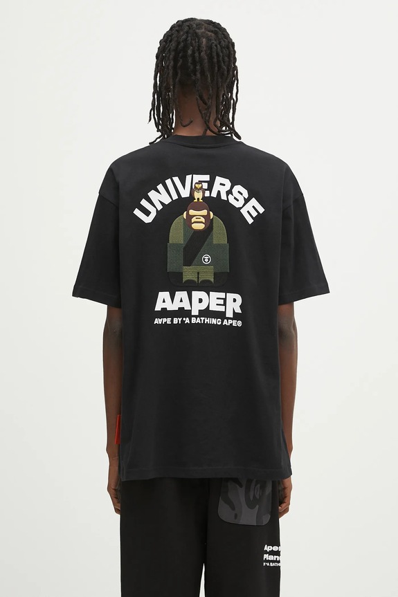 Clothing AAPE cotton t-shirt Basic Aaper AAPTEM1675XXO black