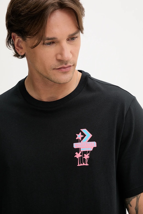 Pamučna majica Converse crna 10027725.A02