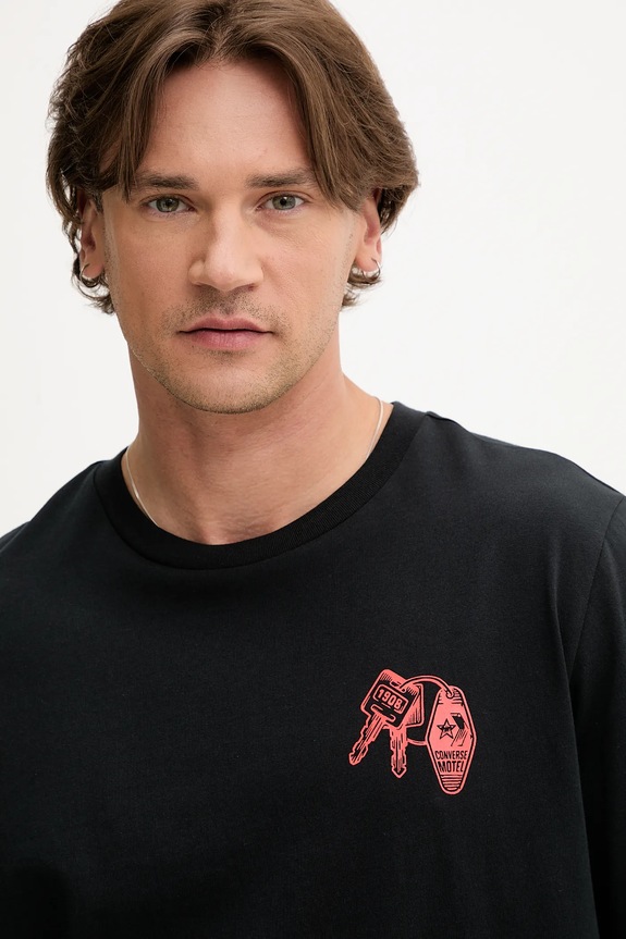 Pamučna majica Converse crna 10027726.A01