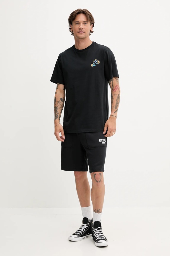 Βαμβακερό μπλουζάκι Converse 10027713.A01 μαύρο SS25