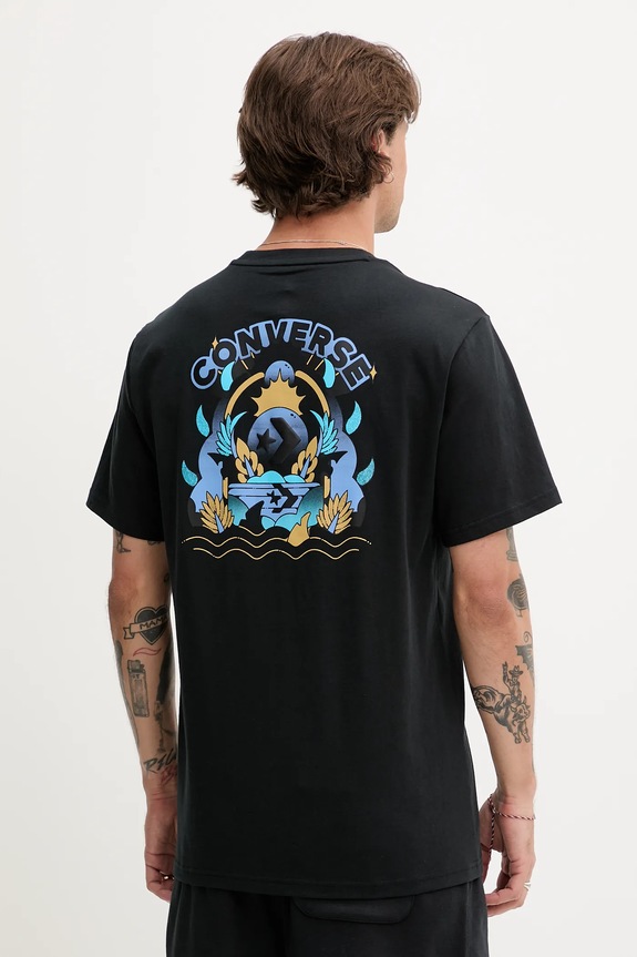 Ρούχα Βαμβακερό μπλουζάκι Converse 10027713.A01 μαύρο