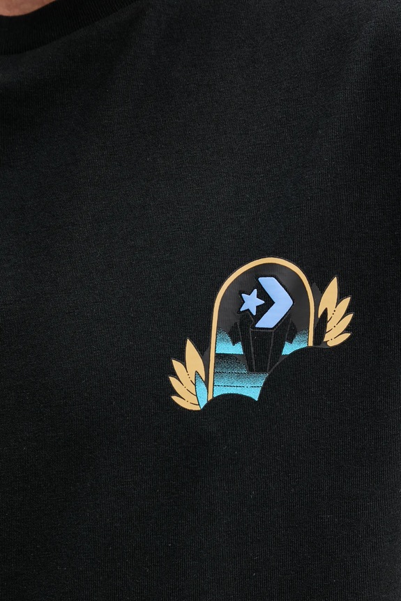 Βαμβακερό μπλουζάκι Converse 10027713.A01 μαύρο