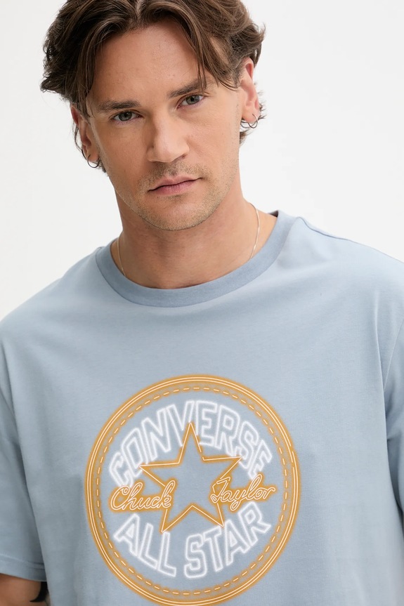 Bombažna kratka majica Converse modra 10027722.A03