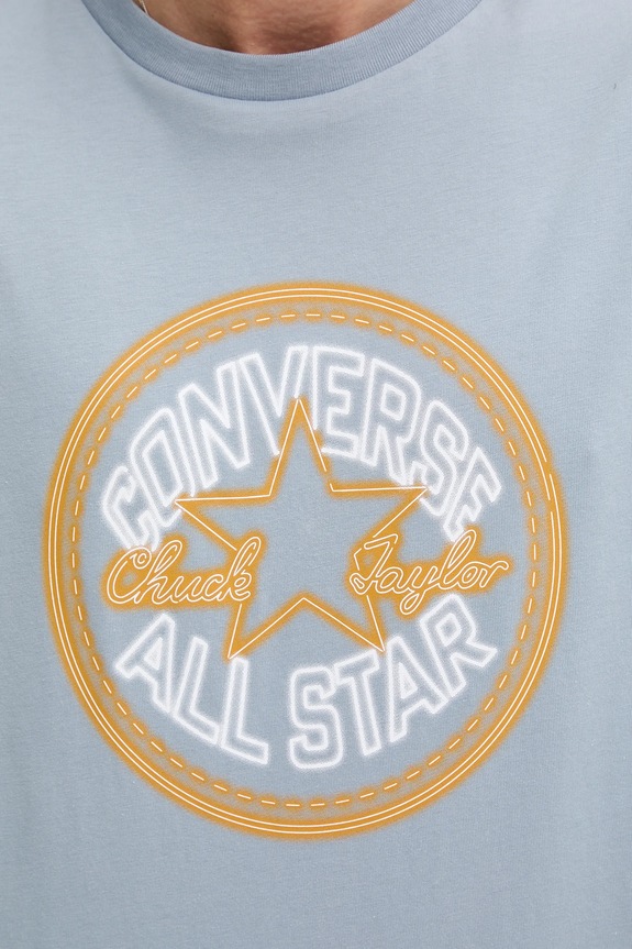 Bombažna kratka majica Converse 10027722.A03 modra