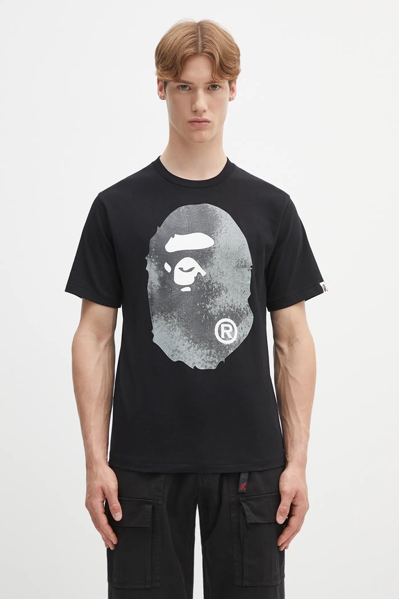 A Bathing Ape cotton t-shirt High Tone Bleach Big Ape Head cotton black 1L30110045