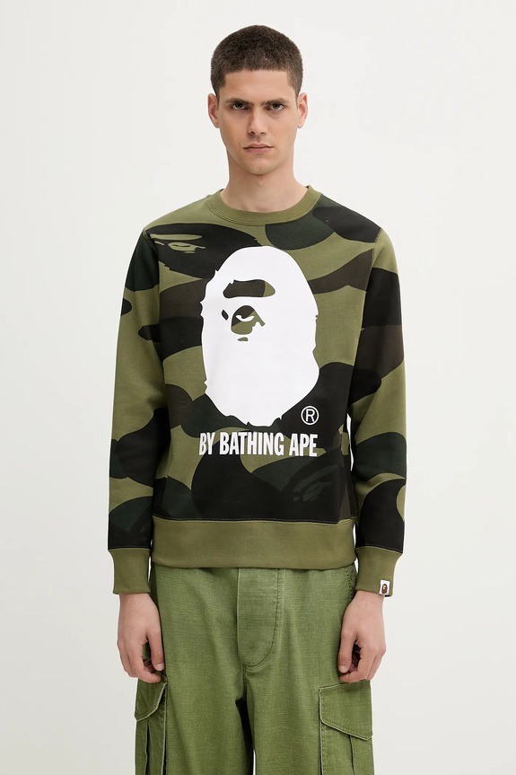 Бавовняна кофта A Bathing Ape Giant 1St Camo By Bathing Ape Crewneck візерунок зелений 1L30113011