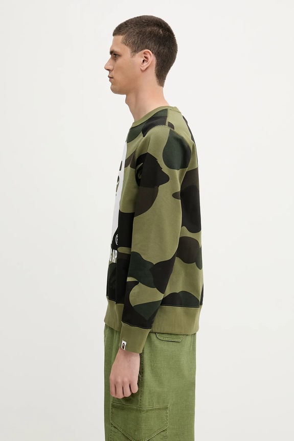 Бавовняна кофта A Bathing Ape Giant 1St Camo By Bathing Ape Crewneck 1L30113011 зелений SS25