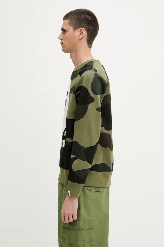 Бавовняна кофта A Bathing Ape Giant 1St Camo By Bathing Ape Crewneck 1L30113011 зелений SS25
