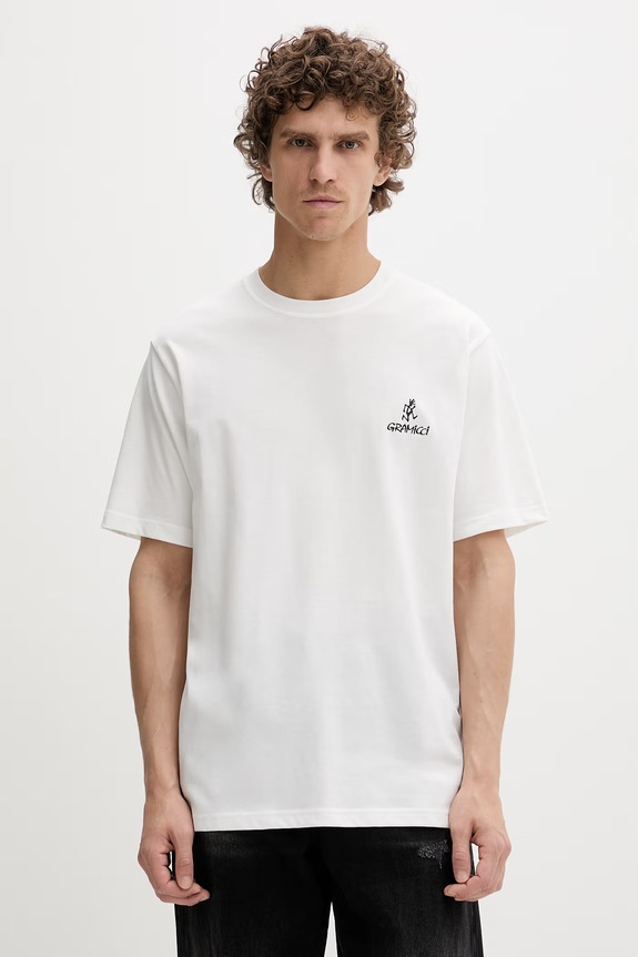 Gramicci tričko pánske s bavlnou One Point Logo Tee potlač béžová G4SU.T096