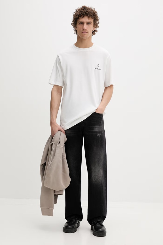 Gramicci tričko pánske s bavlnou One Point Logo Tee G4SU.T096 béžová AW25