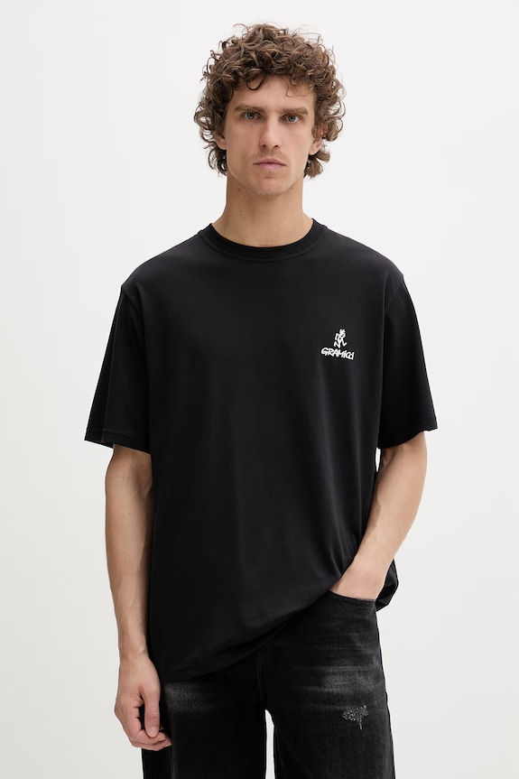 Gramicci tričko pánske s bavlnou One Point Logo Tee potlač čierna G4SU.T096