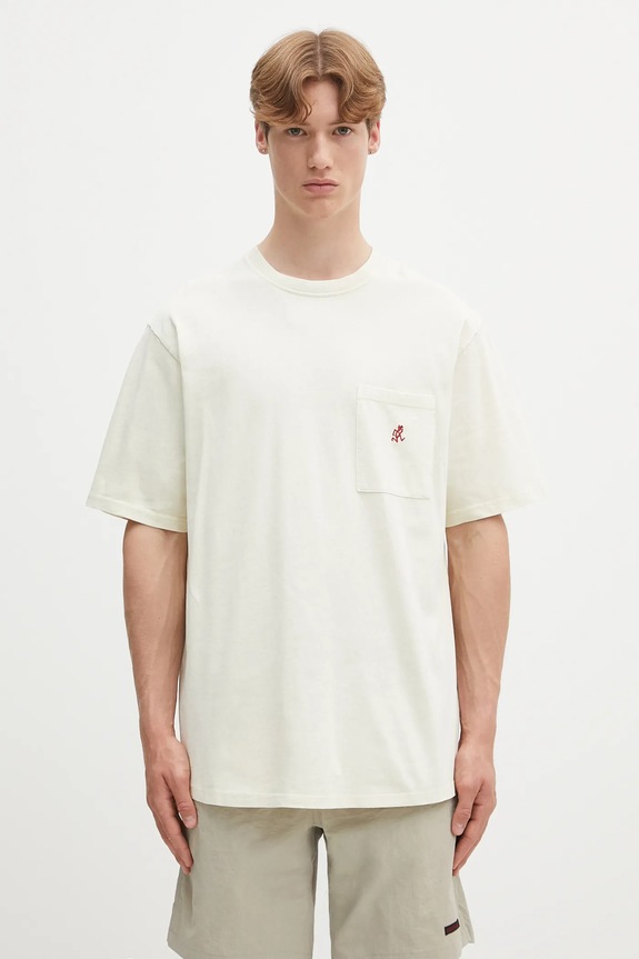 Gramicci t-shirt bawełniany One Point Tee Pigment Dyed regular beżowy G304.OGJ.PG
