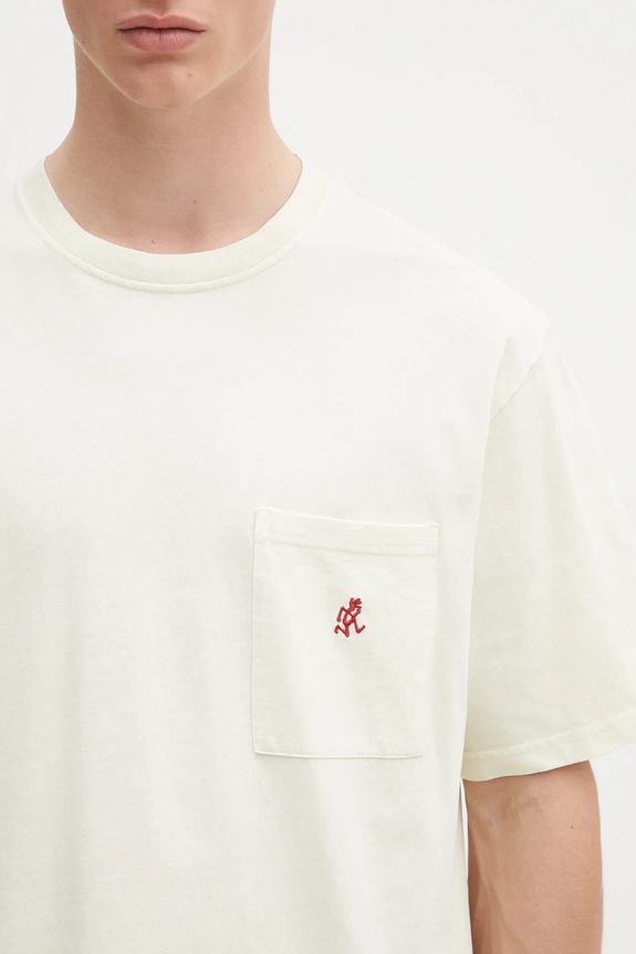 Gramicci t-shirt bawełniany One Point Tee Pigment Dyed beżowy G304.OGJ.PG