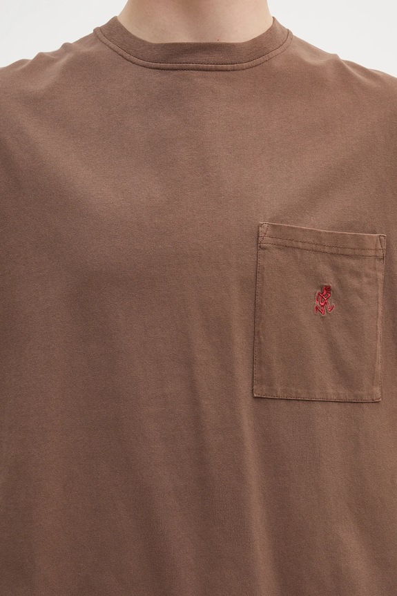 Odzież Gramicci t-shirt bawełniany One Point Tee Pigment Dyed G304.OGJ.PG brązowy