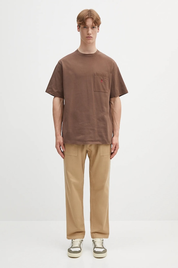 Gramicci t-shirt bawełniany One Point Tee Pigment Dyed brązowy G304.OGJ.PG