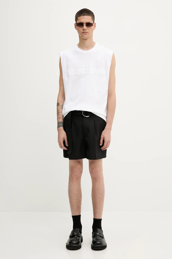 Helmut Lang t-shirt in cotone EMBOSSED.TANK.ROUNDE P01HM502 bianco