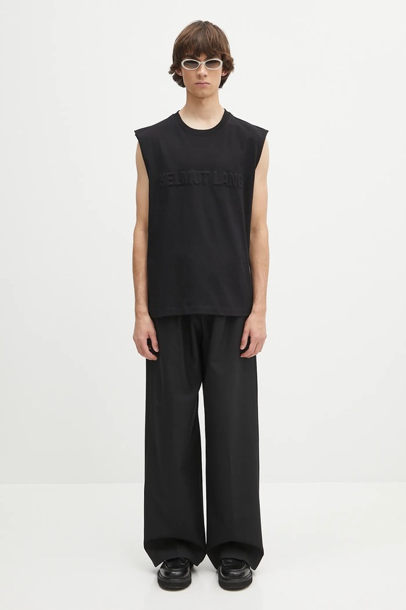 Helmut Lang t-shirt in cotone EMBOSSED.TANK.ROUNDE P01HM502 nero