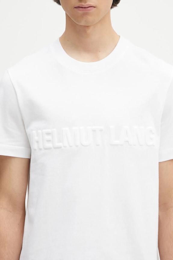Хлопковая футболка Helmut Lang EMBOSSED.TEE.ROUNDED белый P01HM508
