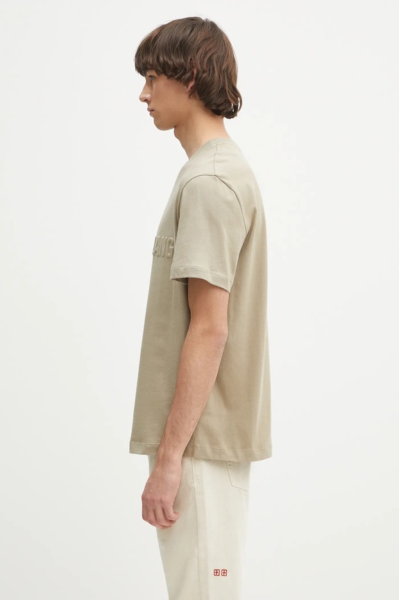 Helmut Lang t-shirt in cotone EMBOSSED.TEE.ROUNDED P01HM508 verde SS25