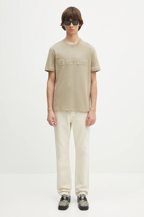 Bavlnené tričko Helmut Lang EMBOSSED.TEE.ROUNDED P01HM508 zelená