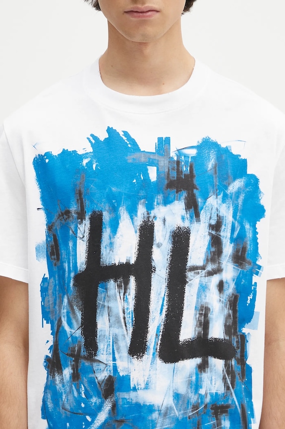 Хлопковая футболка Helmut Lang SCRIBBLE.T2.MAL.LT. белый P02HM509