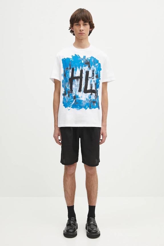 Хлопковая футболка Helmut Lang SCRIBBLE.T2.MAL.LT. P02HM509 белый