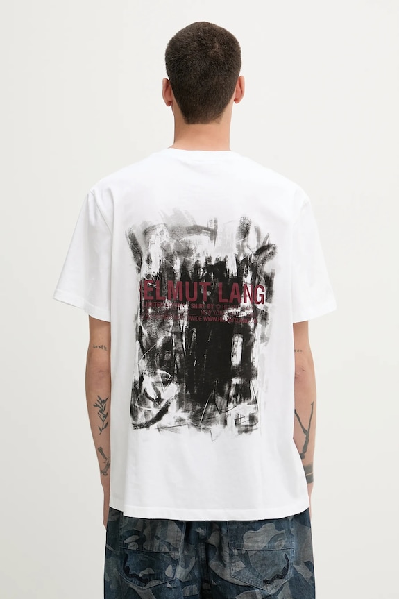 Oblečenie Bavlnené tričko Helmut Lang SCRIBBLE.T3.MAL.LT. P02HM510 biela