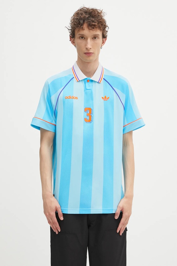 adidas Originals polo Jcquard Jersey wzorzyste niebieski KD2308