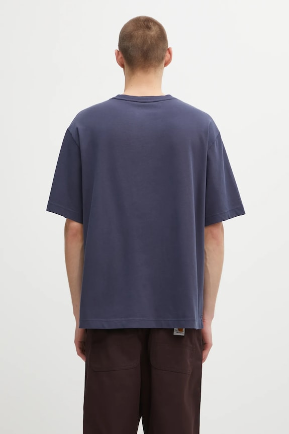 Clothing Maison Kitsuné cotton t-shirt Maison Kitsune Handwriting Embroidery OM00123KJ0119 navy