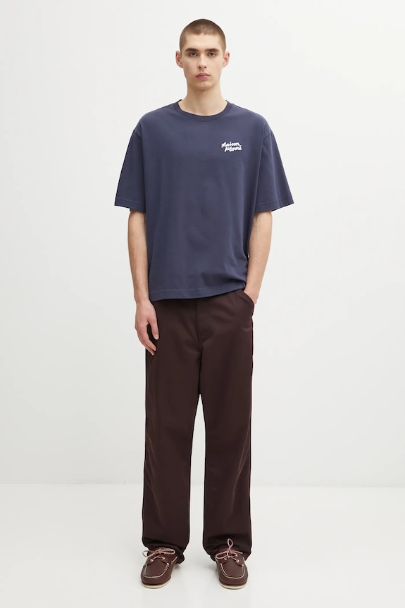 Maison Kitsuné cotton t-shirt Maison Kitsune Handwriting Embroidery OM00123KJ0119 navy