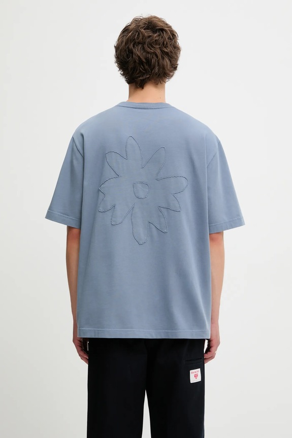 Oblečenie Bavlnené tričko Maison Kitsuné Crafted Daisy Oversize OM00124KJ7020 modrá