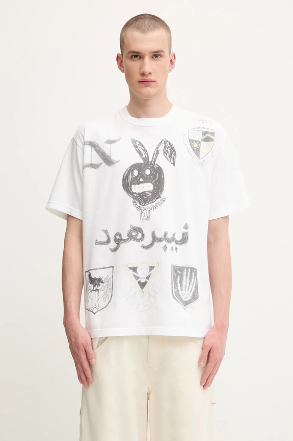 Бавовняна футболка NEIGHBORHOOD NH . TEE SS-17 надрук білий 251PCNH.ST17