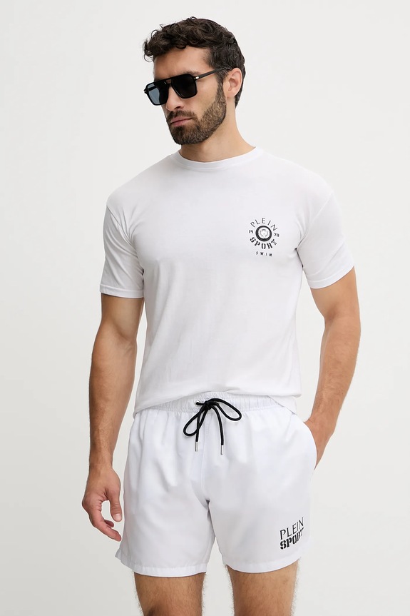 PLEIN SPORT t-shirt bawełniany regular biały PS25MTS09