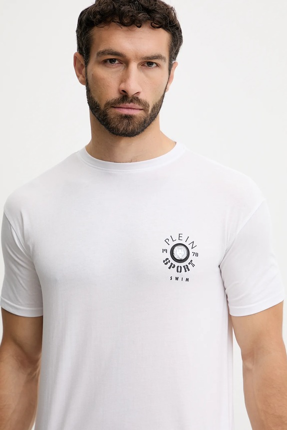 PLEIN SPORT t-shirt bawełniany biały PS25MTS09