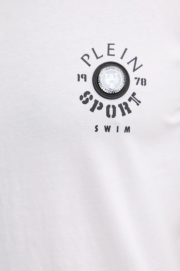 PLEIN SPORT t-shirt bawełniany PS25MTS09 biały