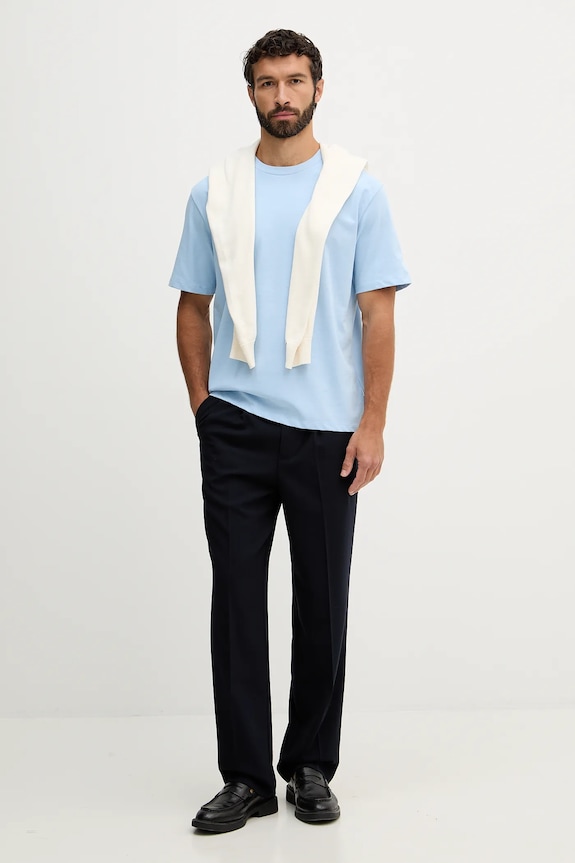 Lindbergh t-shirt bawełniany 30.400120 niebieski SS26