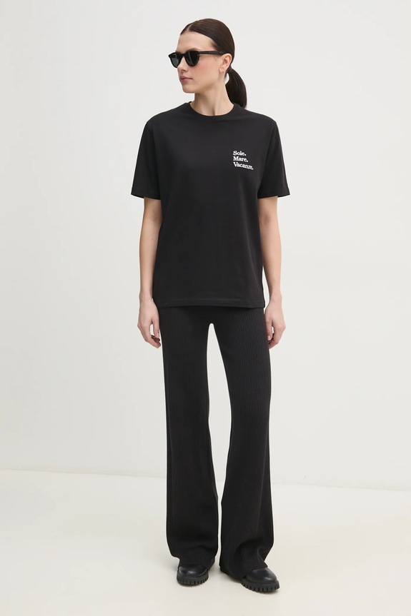 Oblačila Bombažna kratka majica Drivemebikini Sole Mare Vacanze 2024.DMBS.013.BL črna