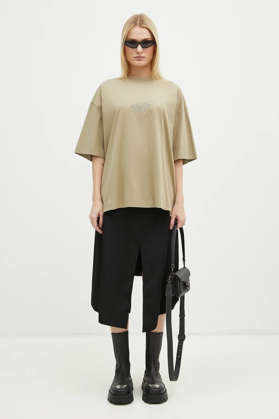 Хлопковая футболка VETEMENTS Oval Logo Cropped Boxy UA66TR600T