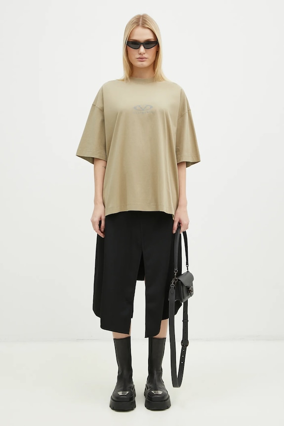 Хлопковая футболка VETEMENTS Oval Logo Cropped Boxy UA66TR600T