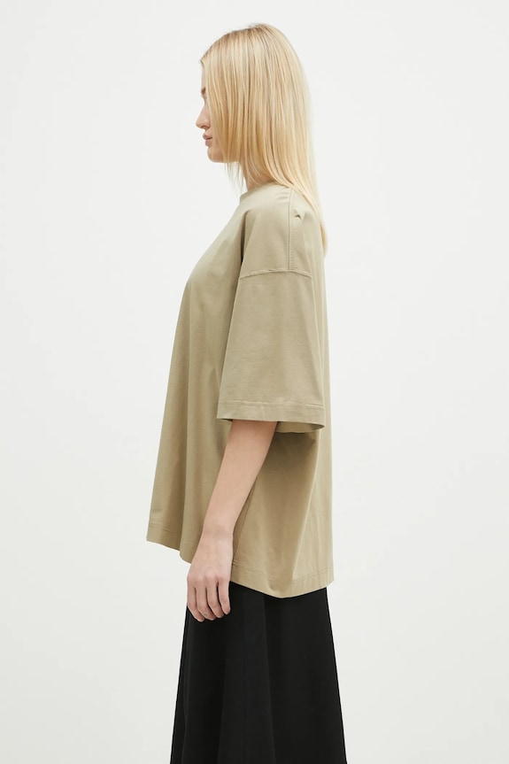 Хлопковая футболка VETEMENTS Oval Logo Cropped Boxy бежевый UA66TR600T