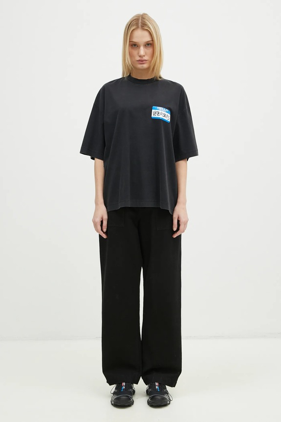 VETEMENTS cotton t-shirt My Name Sticker Cropped Boxy UA66TR710B